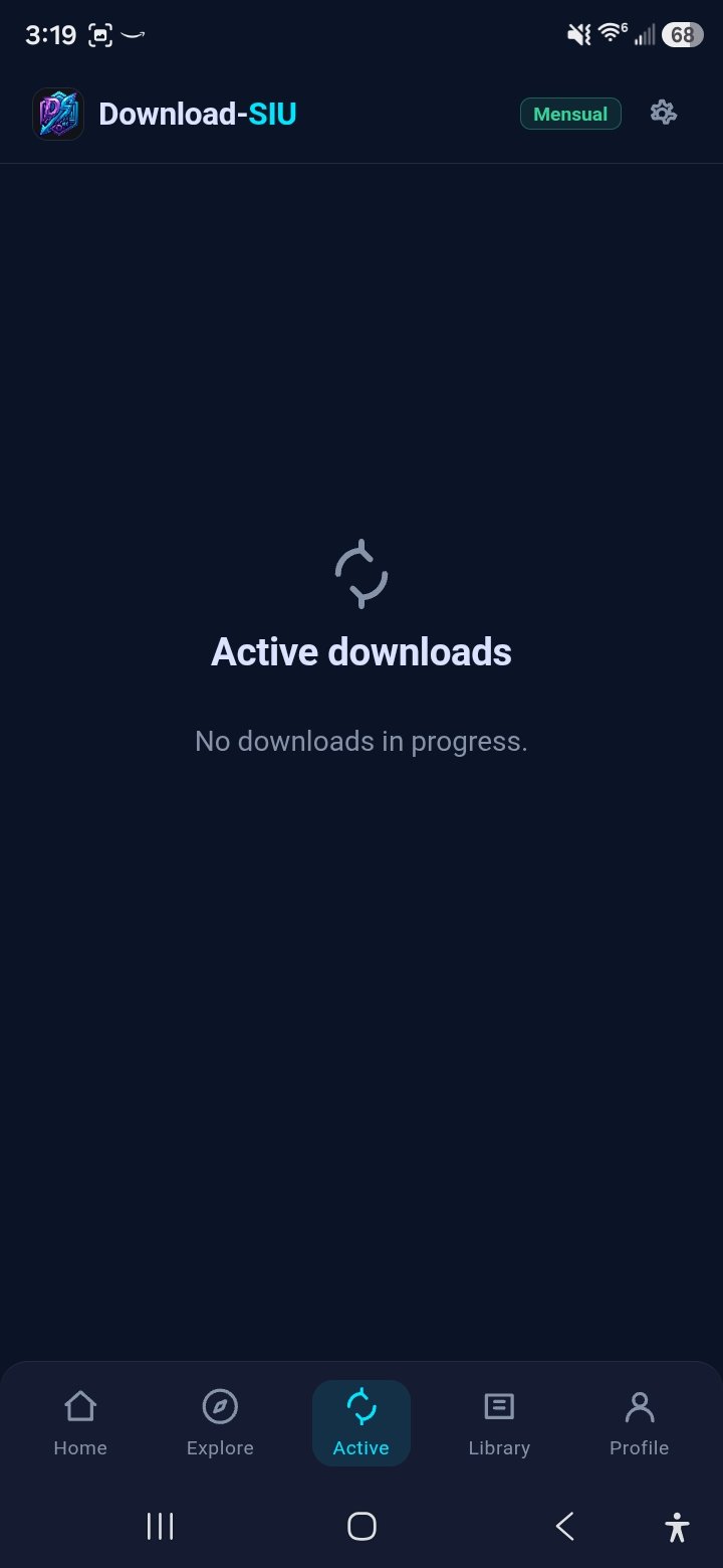 Active downloads screen showing progress.