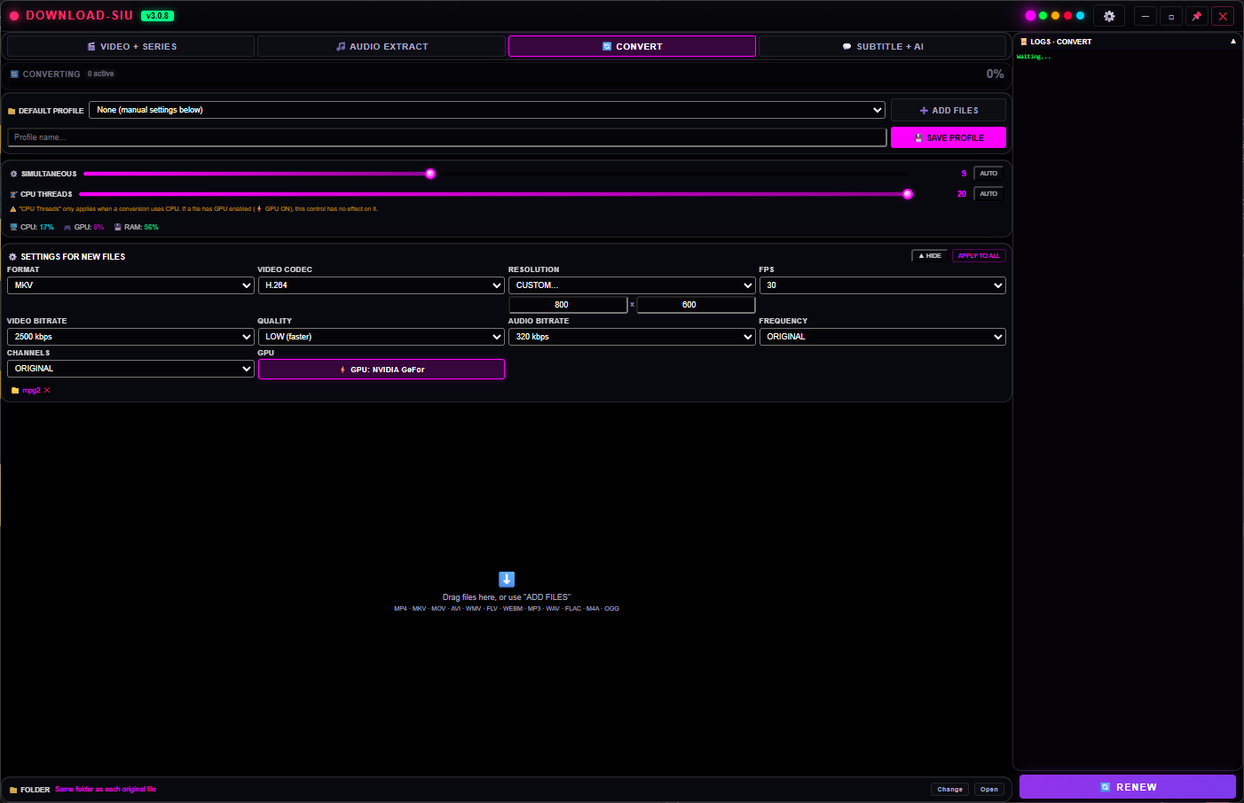 Download SIU Convert tab with the Cyan theme.