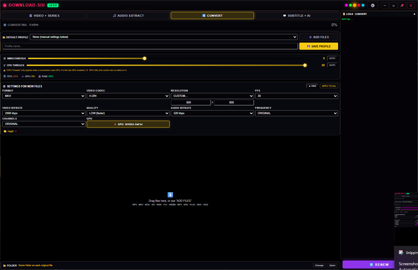 Download SIU Convert tab with the Gold theme.