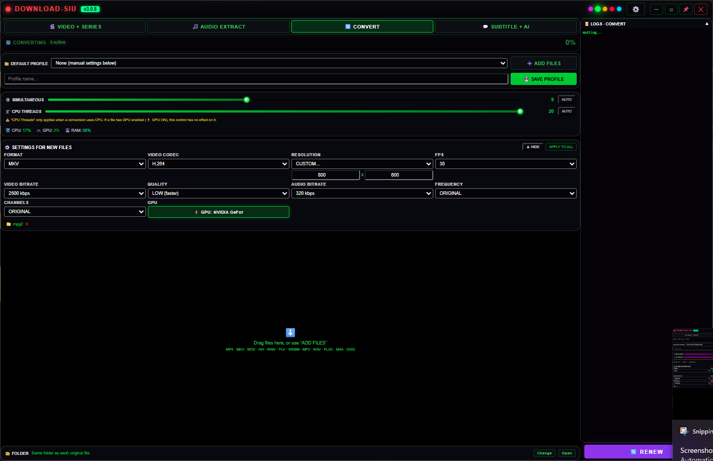 Download SIU Convert tab with the Green theme.